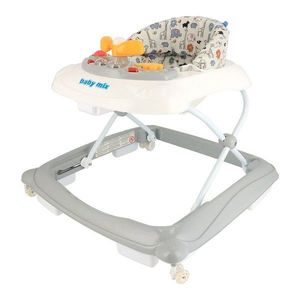 Detské chodítko Baby Mix s volantom a silikónovými kolieskami sivé vyobraziť