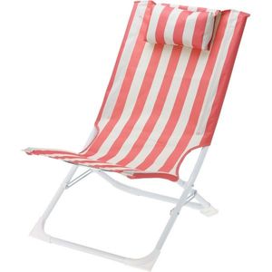 Pruhované plážové kreslo skladacie, červená vyobraziť