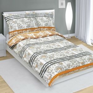 Bellatex Bavlnené obliečky Retro sivo oranžová, 140 x 200 cm, 70 x 90 cm vyobraziť