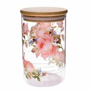 Sklenená dóza s bambusovým viečkom Ruža, 840 ml, L vyobraziť