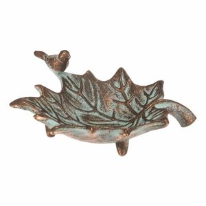 Kovové napájadlo Javorový list s vtáčikom Romance, 17 x 16 x 6 cm, medené vyobraziť