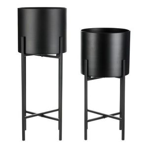 Súprava vysokých kovových stojanov na kvety Interier, čierna, 2 ks vyobraziť