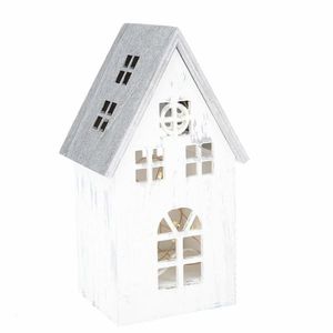 Vianočná drevená LED dekorácia Light house vintage biela, 11, 7 x 21, 2 x 9, 7 cm vyobraziť