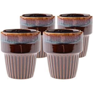 Súprava 4 keramických hrnčekov Rustik 100 ml, tmavohnedá vyobraziť