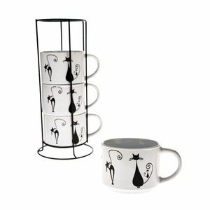 4-dielna sada keramických šálok v stojane Mačka vyobraziť