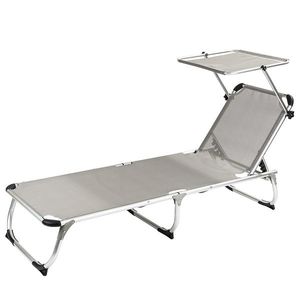 Aldotrade Záhradné rozkladacie lehátko so strieškou, sivá vyobraziť