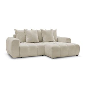 Béžová rozkladacia/s úložným priestorom rohová pohovka z textílie buklé (pravý roh/s leňoškou) Roxelane – Bobochic Paris vyobraziť