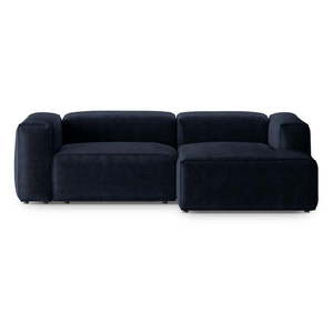 Tmavomodrá menčestrová rohová pohovka (pravý roh/s leňoškou) Bergamo – Cosmopolitan Design vyobraziť