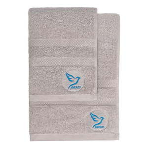 Sivé froté bavlnené uteráky a osušky v súprave 2 ks Peace – Foutastic vyobraziť