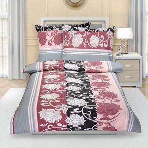 Bellatex Krepové obliečky Pivonka sivo-ružová, 140 x 200 cm, 70 x 90 cm, 140 x 200 cm, 70 x 90 cm vyobraziť