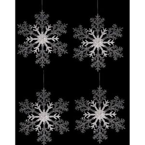 Súprava vianočná dekorácia Vločka, 4 ks, strieborná, 23 x 1 x 26 cm vyobraziť