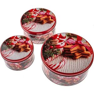 Súprava 3 okrúhlych plechových dóz Cukroví vyobraziť