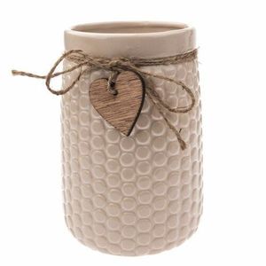 Keramická váza Wood heart béžová, 12 x 17, 5 cm vyobraziť