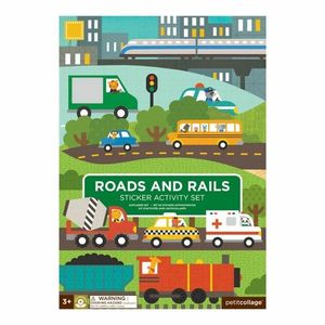 Petit Collage Znovupoužiteľné samolepky so scénou Autá a stroje vyobraziť