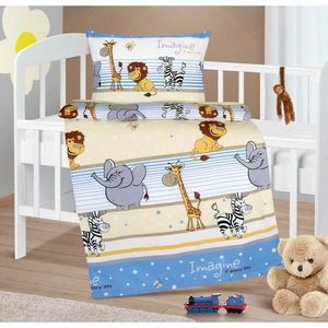 Bellatex Detské bavlnené obliečky do postieľky Agáta Safari modrá, 90 x 135 cm, 45 x 60 cm vyobraziť