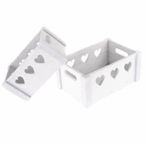 Sada dekoračných drevených debničiek Hearts 2 ks, biela vyobraziť