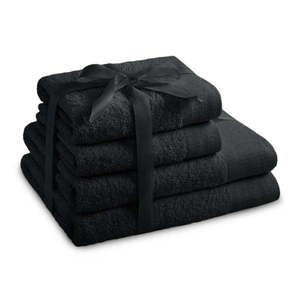 Čierne froté bavlnené uteráky a osušky v súprave 4 ks Amari – Restilo vyobraziť