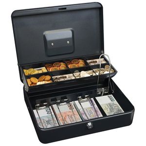 Oceľová pokladnička na koruny TS.015.CZK.FIX čierna, 9, 5 x 31 x 25, 5 cm vyobraziť