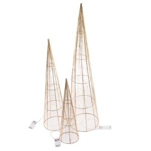 Set svietiacich vianočných kužeľov Golden Glow, 3 ks vyobraziť