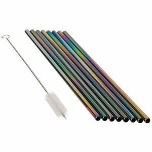 Sada nehrdzavejúcich slamiek s kefkou, 8 ks, dúhová vyobraziť