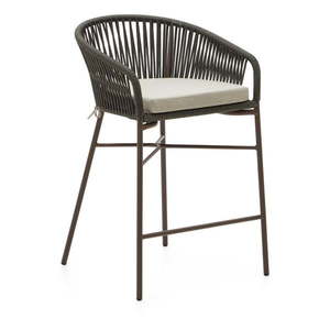 Zelená kovová/polstrovaná záhradná barová stolička Yanet – Kave Home vyobraziť