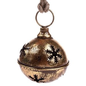 Kovová závesná rolnička s vločkou zlatá, 12 x 20​ cm vyobraziť