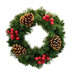 Dekoračný venček s bazou a šiškami, 25 cm vyobraziť