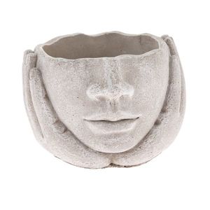 Betónový obal na kvetináč Hlava v dlaniach sivá, 15 x 11 cm vyobraziť