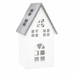 Vianočná drevená LED dekorácia Light house biela, 11, 7 x 21, 2 x 9, 7 cm vyobraziť