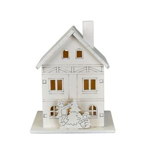 Vianočná svietiaca dekorácia Drevený domček, 8 x 10 x 8 cm, LED vyobraziť