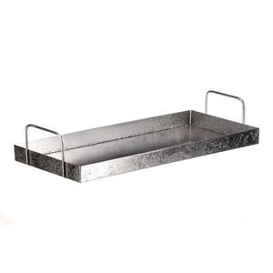 Kovová tácka s úchytmi obdĺžnik, strieborná, 36 x 16 x 7 cm vyobraziť