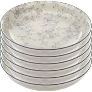 Súprava 6 hlbokých tanierov Nežné kvety 20 cm, sivá vyobraziť