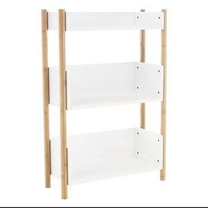 KONDELA Baltika Typ 2 policový regál bambus / biela, 3 poschodia vyobraziť