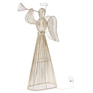 Vianočný svietiaci anjel s trúbkou, 53 cm, 40 LED, kov vyobraziť