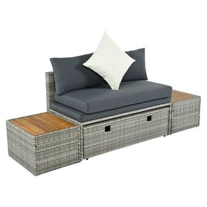 Záhradný ratanový set DEBRA, šedá/prírodná/krémová vyobraziť