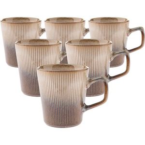 Súprava 6 keramických hrnčekov Rustik 410 ml, svetlohnedá vyobraziť