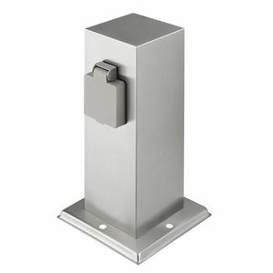 Solight PG11 Záhradný stĺpik IP44, nehrdz. oceľ, 2 zásuvky, hranol, strieborná vyobraziť