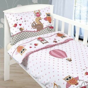 Bellatex Detské bavlnené obliečky do postieľky Beáta Sovička ružová, 100 x 135 cm, 45 x 60 cm vyobraziť