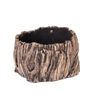 Betónový kvetináč Dekor kôra stromu, hnedá, 17 x 10 cm, vyobraziť