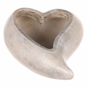 Obal kvetinový pietny - tvar srdca, polyresin, sivá vyobraziť