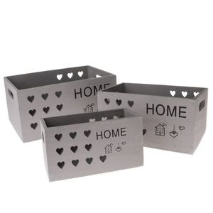 Sada drevených debničiek Home, 3 ks, sivá vyobraziť