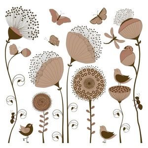 Samolepiaca dekorácia Simple Flowers, 30 x 30 cm vyobraziť