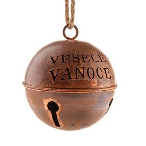 Kovová rolnička Veselé Vánoce pr. 15, 5 cm, farba medená, rustik vyobraziť