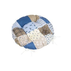 Bellatex Sedák Adela prešívaný okrúhly Patchwork modrá, 40 x 40 cm vyobraziť