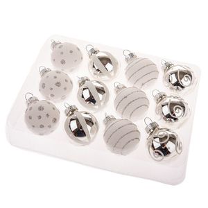Sklenené dekorácie Glimmer Collection, striebornéa biele, 12 kusov, priemer 3 cm vyobraziť