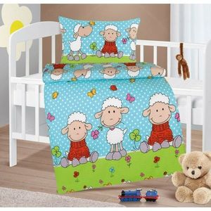 Bellatex Detské krepové obliečky do postieľky Agáta Ovečka modrá, 90 x 135 cm, 45 x 60 cm vyobraziť