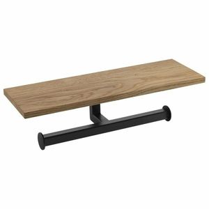 SAPHO Ska425 Ska dvojitý držiak toaletného papiera s poličkou 30 x 8 x 10 cm, čierna mat/dub vyobraziť