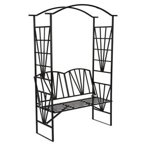 Záhradná lavička s pergolou HAIFA, čierna vyobraziť