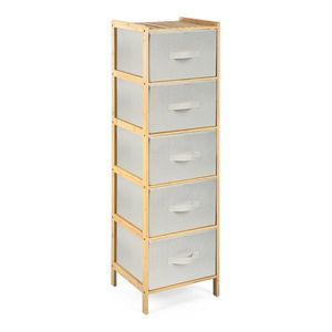 G21 Bambusová policová jednotka s košíkmi, 5políc, béžová, 5 poschodí vyobraziť