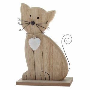 Dekorácia drevená mačka 15 cm, hnedá vyobraziť